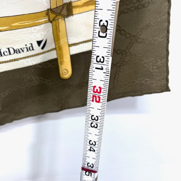 Antique McDavid Haute Joaillerie 100% Silk Scarf Satin 34" Ivery olive Gold(22 - Picture 10 of 12